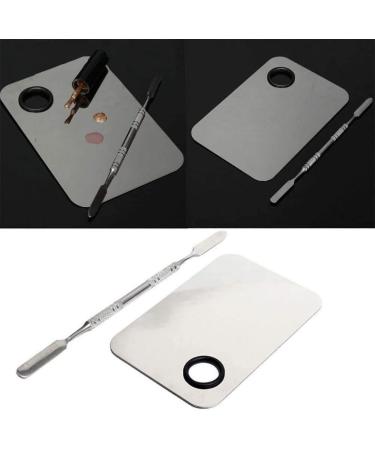 Make-up Artist Stainless Steel Makeup Palette with Spatula for Mixing Foundation Silver Pocket Stainless Steel