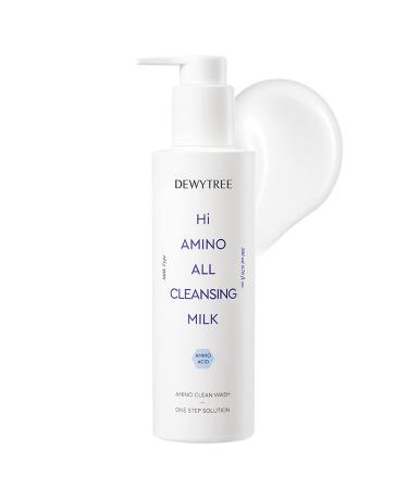 Dewytree Hi Amino All Cleansing Hypoallergenic Mild Cleansing Milk Lotion 200ml(6.76 fl.oz) - for Irritated Skin Infused with Amino Acids Moisturizing Facial Cleanser to Improve Skin Elasticity