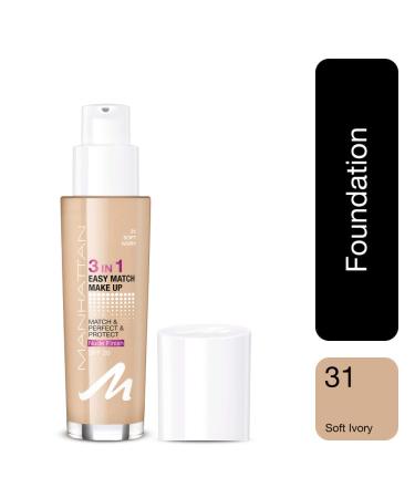 Manhattan 3in1 Easy Match Make Up - Oil-Free Foundation Flawless Complexion Colour 31 Soft Ivory 30ml - International Shipping Available - Buy Online on GoSupps.com