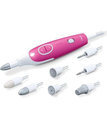 Beurer MP 44 Manicure/Pedicure Set - Electric Nail Care with 7 Attachments & LED Light - Pink - Includes Manual Nail Set & Storage Bag - Perfect for Home & Travel - Buy Online on GoSupps.com