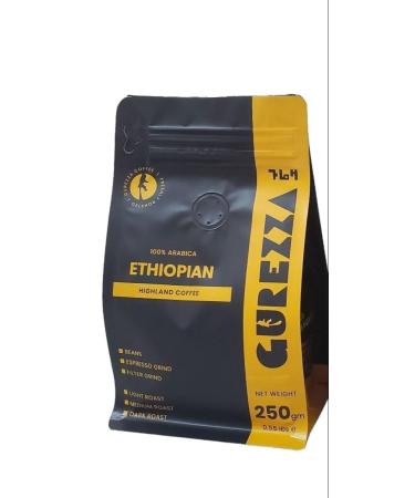 Gurezza coffee fine roasted coffee beans directly from the Motherland of the arabica coffee Amazing coffee roasted to perfection (Medium roasted coffee beans 250gr)