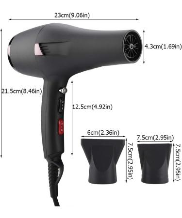 2000W Professional Salon Hair Dryer Ultra-Quiet Hair Dryer Blower Hot Cold Wind Blow Dryer for Hair Styling with 2 Nozzle Hair Blow Dryer with Adjustable 5 Temperature Files(US Plug) - Buy Online on GoSupps.com