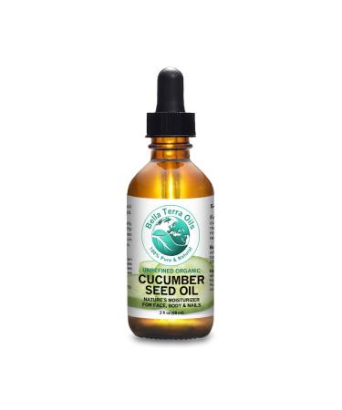 Bella Terra Oils Cucumber Seed Oil 2 oz 100% Pure Cold-pressed Unrefined Organic Lightweight Natural Moisturizer for Skin Hair 2 Fl Oz (Pack of 1)