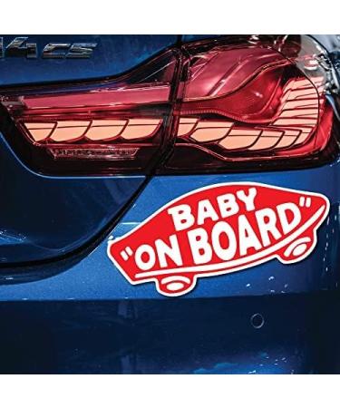 2-Pack Baby On Board Sticker for Cars, Trucks, Vans - Waterproof Safety Sign Decal for Kids - Skateboarding, BMX, Sports - Great Baby Shower Registry Gift (White/Red) - Buy Online on GoSupps.com