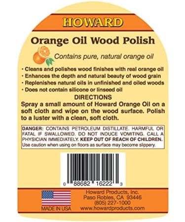 Howard ORS016 Orange Oil Wood Polish 16 oz - Natural Wood Care Solution - Buy Online on GoSupps.com