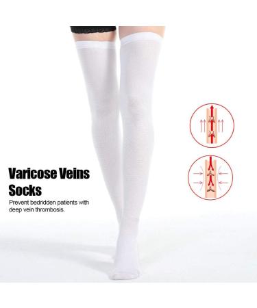 Varicose Veins Compression Socks - Long-Life Odorless Stockings for Surgery Recovery & Thrombus Prevention - Pure White - Buy Online on GoSupps.com
