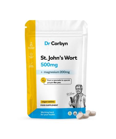 Dr Corbyn St. John's Wort 500mg - 60 Tablets | Maximum Strength Supplement with Magnesium 200mg | Blend of Hypericum Perforatum & Magnesium Complements Diet | Vegan & UK Made 60 count (Pack of 1)