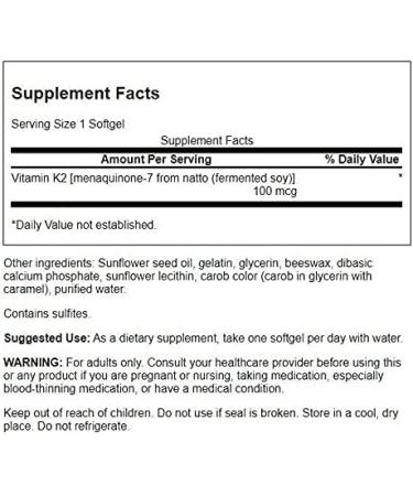 Swanson Natural Vitamin K2 100 mcg - 30 Softgels - Supports Bone & Heart Health - Buy Online on GoSupps.com