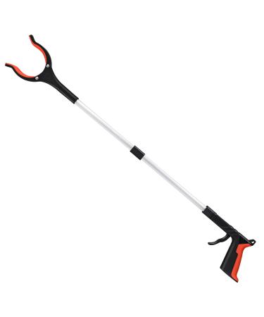 2022Newest Grabber Reacher Tool, 360° Rotating Head, Wide Jaw, 32" Foldable, Lightweight Trash Claw Grabbers for Elderly, Reaching Tool for Trash Pick Up Stick, Litter Picker, Arm Extension (Orange)