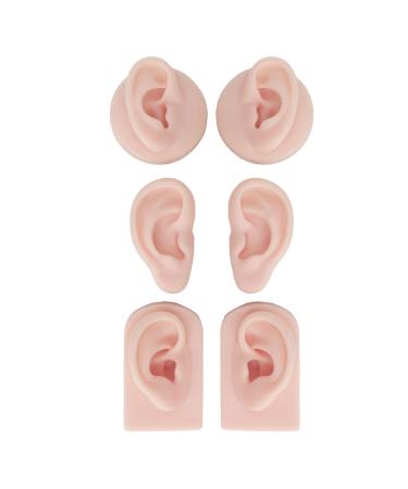 3 Pairs Silicone Ear Model Soft Flexible Simulation Human Ear Model for Jewelry Display 3 Colors Practical Piercing Practice Tool for Beginners Multipurpose Fake Ear for(Light Skin Color)
