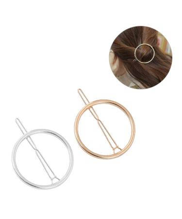 Buy Minkissy Geometric Hair Clips - 2-Piece Alloy Ponytail Holders & Head Jewelry for Women - Golden & Silver - Buy Online on GoSupps.com