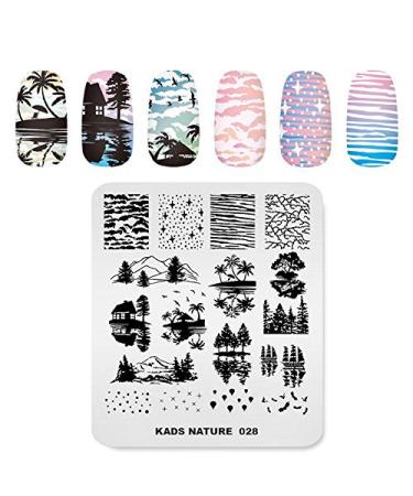 KADS Nail Stamping Plate Coconut Tree Nature Template Image Design Plates for Nail Art Decoration and DIY Nail Art (NA028)