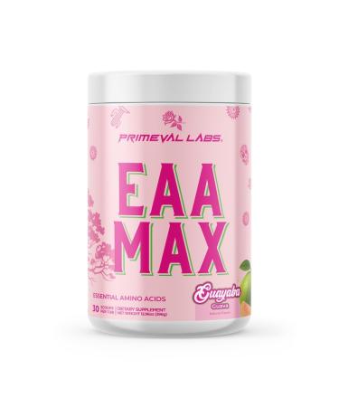Primeval Labs EAA Max Energy | Pre or Post Workout Muscle Recovery | BCAAs EAAs Electrolytes | Supports Hydration & Performance | Keto Friendly | 30 Servings (Guayaba)