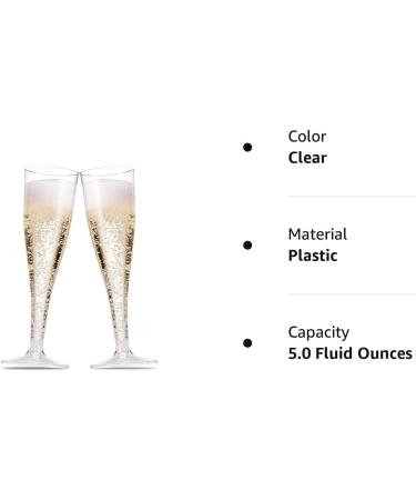 30 Pack 5 Oz Disposable Plastic Champagne Flutes - Clear Toasting Glasses for Wedding Party - Cocktail Mimosa Plastic Cups - Buy Online on GoSupps.com