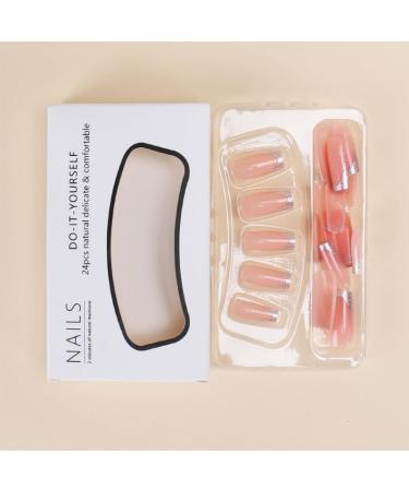 24Pcs/Set Press On Nails Long T-shaped Nail Patch Ins Style False Nails Acrylic Fake Nails Full Cover Nails Tips Artificial Finger Manicure Press on nails for Women and Girls - Buy Online on GoSupps.com