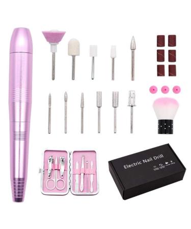 Electric Nail Drill Electric Nail Files Nail Drill 20000 RPM Portable Adjustable Speed 11 in 1 Pedicure Nail Drill Bits for Acrylic Nails Gel Nails Nail Buffer Manic Purple