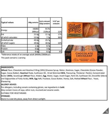 St. Pierre Chocolate Filled Croissant 16 x 55g - Buy Online on GoSupps.com