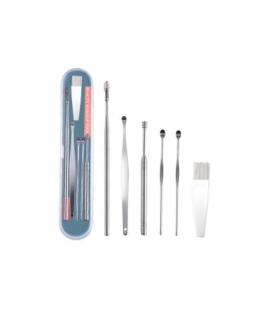 6 PCS Ear Pick Earwax Removal Kit  Ear Care Set Ear Wax Removal Tool Premium Stainless Steel Ear Curette with Storage Box and a Cleaning Brush Included Easy to Use
