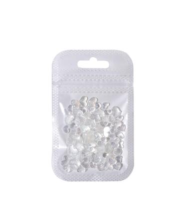 Worparsen Nail Faux Diamond Resin Mother of Pearl Heart Shaped Manicure Decor DIY Paste Easy White