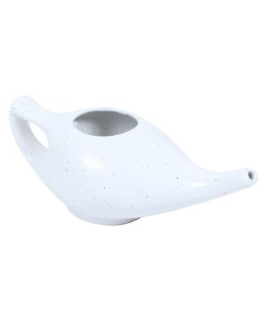 WHOLELIFEOBJECTS Leak Proof Durable Porcelain Ceramic Neti Pot Hold 300 Ml Water Comfortable Grip | Microwave and Dishwasher Safe eco Friendly Natural Treatment for Sinus and Congestion - White matt