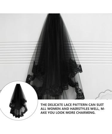 Healeved Halloween Witch Headwear Short Lace Veil Halloween Veil Halloween Headwear Retro Veil for Costume Party (Black) - Buy Online on GoSupps.com