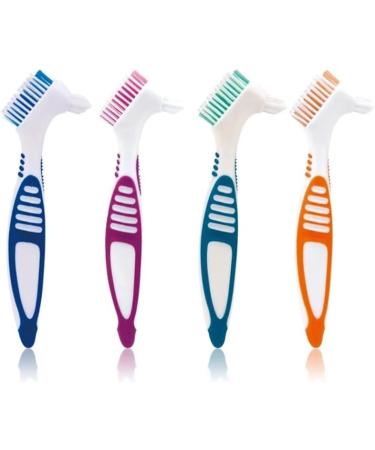 Portable Plastic Double Head Denture Cleaning Brush Set - 4pcs for Effective False Teeth Care | Ideal for Dental Hygiene - Buy Online on GoSupps.com