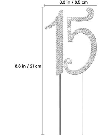ABOOFAN 15 Cake Topper 15th Birthday or Anniversary Party Number 15 Crystal Rhinestones 15th Cake Decoration for Happy 15th Birthday Cake Topper Supplies (Silver) - Buy Online on GoSupps.com
