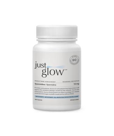 Just Glow Spermidine Supplement 10mg 180 Capsules (98% of Spermidine 3HCL - Third Party Tested) for Healthy Aging Longevity and Cellular Renewal - Made in Canada