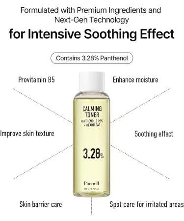 Parnell Panthenol 3.28% Heartleaf Calming Toner (6.76 Fl Oz / 200ml) | Korean Hydrating Toner with B5 Heartleaf & Centella | Ceramide & Hyaluronic Acid for Soothing Redness - Buy Online on GoSupps.com
