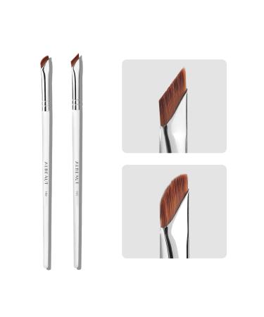 ALBEAUT Eyeliner Brow Brush Angled Thin Gel Liner Makeup Brush Fine Point Eyebrow Brushes White Flat Brow Tint Brush Kit Applicator Tool