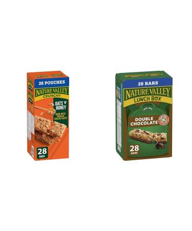 NATURE VALLEY - VALUE PACK SIZE - Oats Honey Granola Bars 1.28 Kilogram Package & VALUE PACK SIZE - Double Chocolate Granola Bars Pack of 28 Bars
