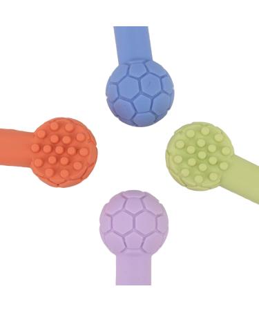 4pcs Silicone Baby Teether Toy - Football Grid Pattern Chew Tool for Infants & Kids - Safe Dental Relief - Buy Online on GoSupps.com