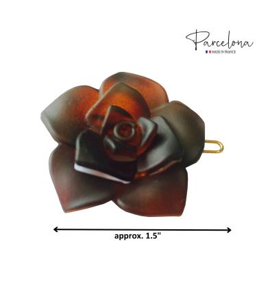 Parcelona French Flower Small Celluloid Acetate Barrettes Set of 2 - Fine Hair Women Hair Accessories - Made in France (Tortoise Shell/Black) - Buy Online on GoSupps.com
