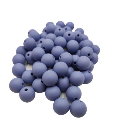 50pcs Brunnera Blue Color Silicone Round Beads Sensory 15mm Silicone Pearl Bead Bulk Mom Necklace DIY Jewelry Making Decoration