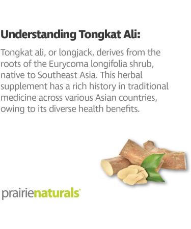 Prairie Naturals Tongkat Ali 500 promotes Testosterone production. Source of antioxidants. Eurycomanone. Dairy free. Vegan. Gluten Free - 60 Vegan capsules - Buy Online on GoSupps.com