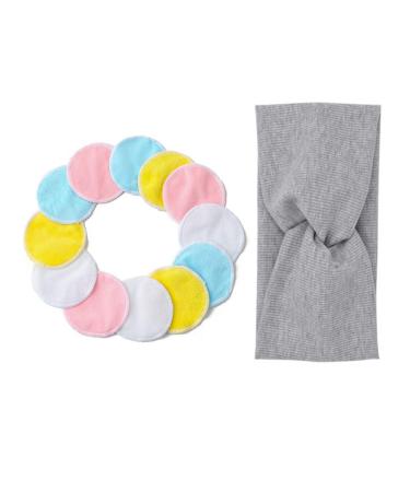 12 Washable Makeup Removal Pads | Reusable Makeup Remover with Headband & Laundry Bag - Gentle Facial Cleaning for All Skin Types - Buy Online on GoSupps.com