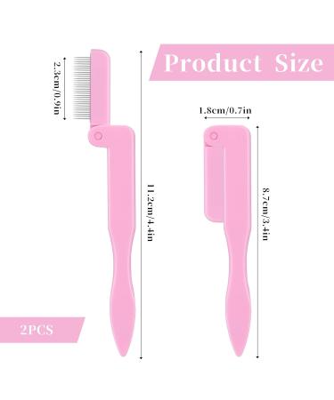 2 Pcs Folding Eyelash Comb & Eyebrow Comb - Stainless Steel Lash Separator Tool for Mascara & Makeup - Professional Pink Eyelash & Brow Applicator - Buy Online on GoSupps.com