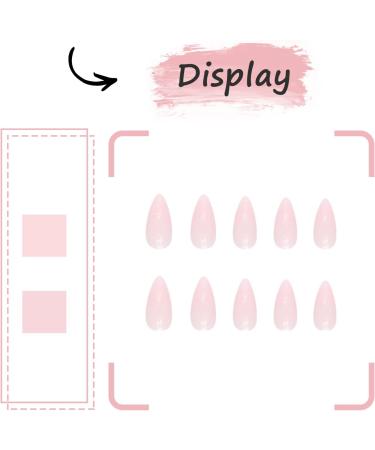 24Pcs Short Almond French Fake Nails - Pink Glitter Elegant Design - Reusable Acrylic Full Cover Press On Nails for Women and Girls - Nail Art Accessories - Buy Online on GoSupps.com