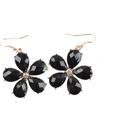 Black Daisy Flower Women's Statement Bib Necklace Earrings Set - Buy Online on GoSupps.com