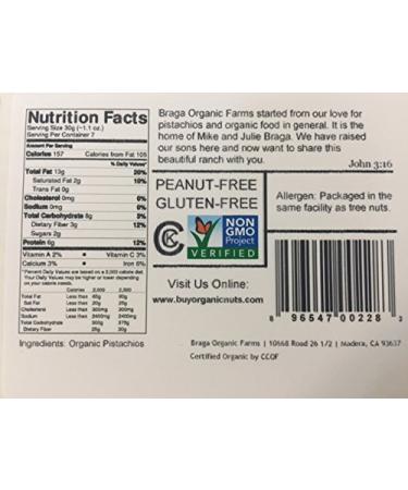 Braga Organic Farms Raw Inshell Pistachios - 2 lb. Bag | Organic, Non-GMO - Buy Online on GoSupps.com