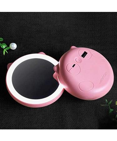 5200MAh Portable Mini Mobile Power Portable Mirror Wireless USB Charging with LED Lighting Mini Vanity Mirror Travel Sensing Lighting-Pink - Buy Online on GoSupps.com