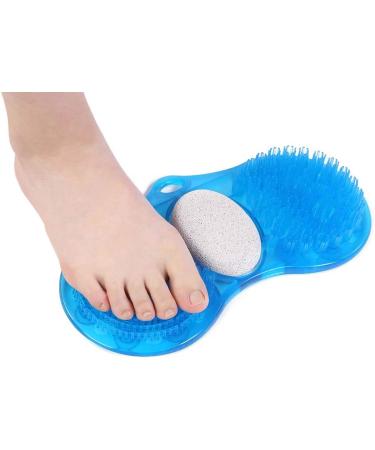Blue Silicone Shower Foot Scrubber Massager with Pumice Stone - Exfoliating Bath Mat for Foot Massage and Cleaning - Buy Online on GoSupps.com