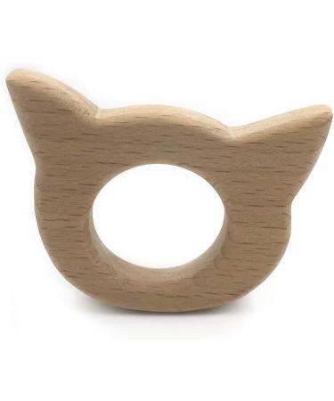 Wendysun 2pcs Cat Shape Natural Wood Teether Set for Baby Teething - DIY Pendant Toy - Buy Online on GoSupps.com