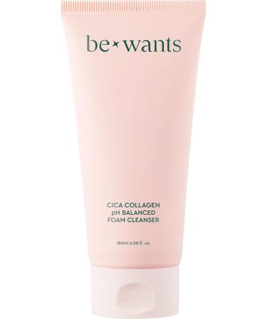 Bewants Centella Asiantica Collagen Foaming Cleanser pH balanced 6.09 fl. oz. gentle daily facial cleanser for sensitive skin with Centella Asiantica (32%) vegan collagen papain deep cleansing