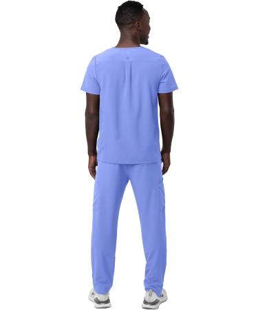 Adar Addition Men's Go-Everyday Stylish Scrub Set - Medium Ceil Blue - Buy Online on GoSupps.com