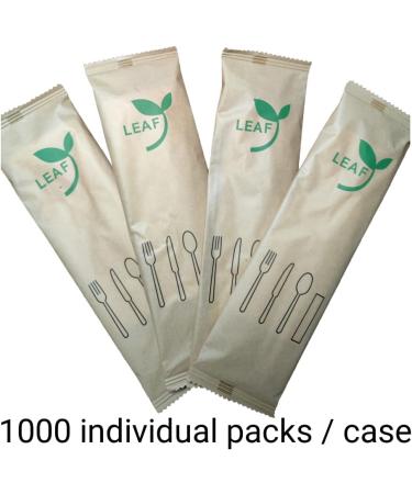LEAF Compostable Disposable Wood Cutlery Set 1000 Individually Packed Set - Buy Online on GoSupps.com