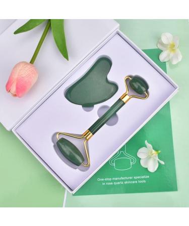 Natural Green Aventurine Roller & Heart Shape Guasha Massager - Facial Skin Care & Muscle Relaxing Tools - Buy Online on GoSupps.com