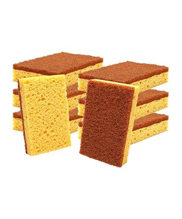 Xeodaun Natural Plant Based Scrub Sponge 8 Pack Palm Fiber Scrubber Sponge with Non Scratch Biodegradable Compostable Sponges
