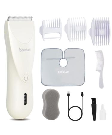 Baistom Baby Hair Clipper, Quiet Hair Trimmer for Kids and Children, Waterproof Rechargeable Cordless Haircut Kit for Toddler, Cream White