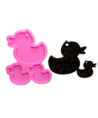 Shiny Glossy Duck Family Mother and Baby Shape Silicone Molds for DIY Craft Keychain Polymer Clay Mold Necklace Epoxy Pendant Jewellery Resin Crafting Making Backpack Cake Decoration Fondant Mould